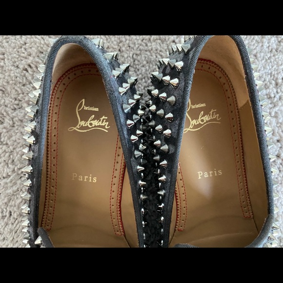 Christian Louboutin Black Spiked Loafers - Picture 2 of 6